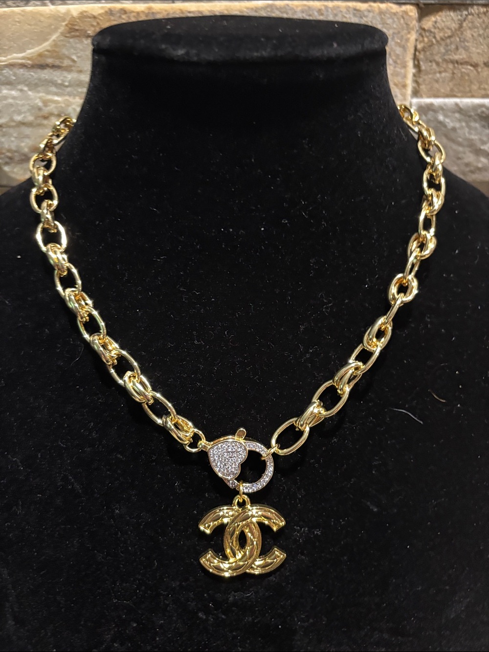 Gold Chain Necklace with Interlocking Logo Pendant - Gold